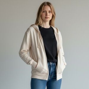 Hollister Cotton Blend Oversized Zip Up Hoodie